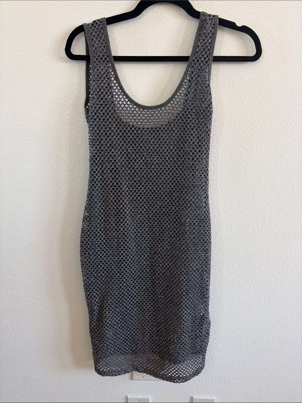 Topshop Gray Mesh Tank Dress